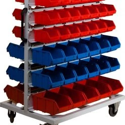 Huvema Chariot à Outils K4083 Système De Rayonnage Mobile Avec 76 Bacs De Stockage